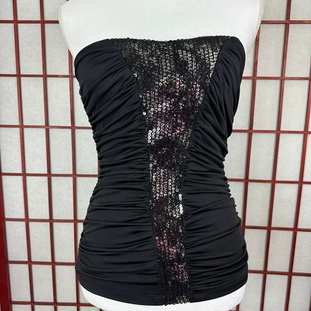 Y2K Studio Y Black Sequin Strapless Going Out Top Small